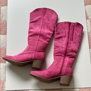 Lizard Thicket Pink Heeled Boots with Western Flair
